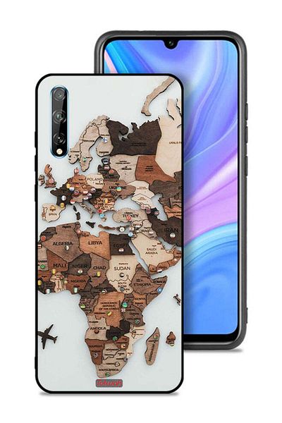 Tolwak غطاء حماية لهاتف Huawei Y8p بتصميم خريطة العالم