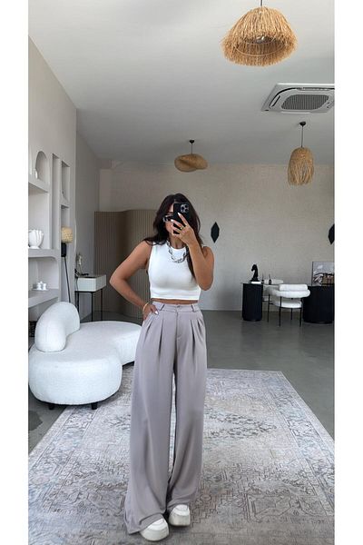 Buket Teke Stone Color Modal Relax Pants