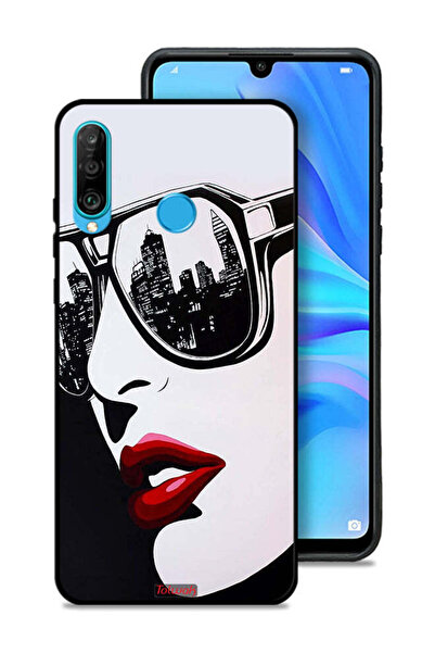 Tolwak غطاء حماية لهاتف هواوي نوفا 4e بتصميم وجه فتاة وفن تجريدي