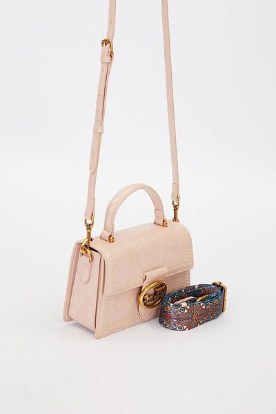 Levidor Premium Patterned Strap Detail Shoulder Bag Pink