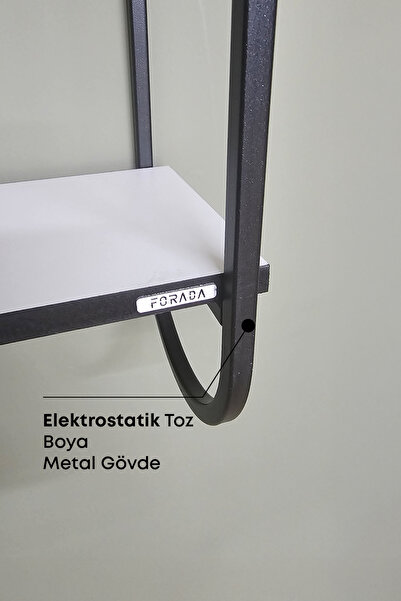 Forada Home & Style Dekoratif Metal Duvar Rafı (4 Raflı)