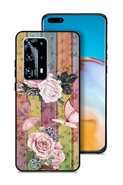 Tolwak غطاء حماية لهاتف هواوي بي 40 برو بلس 5G بنقشة فراشات الخوخ والورود