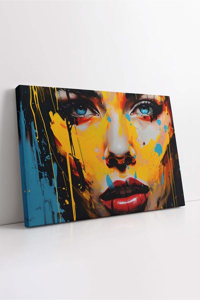 KOSS Dijital Pictură pe pânză cu portret de femeie colorată, pictură cu portr...