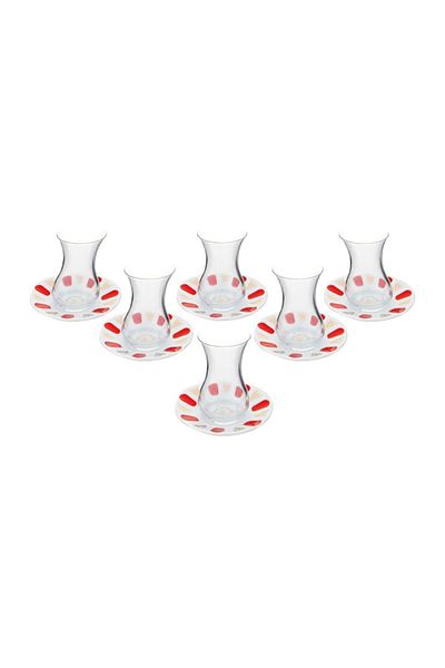 Porland Red Gilding 6-Person Tea Set 12 Pieces