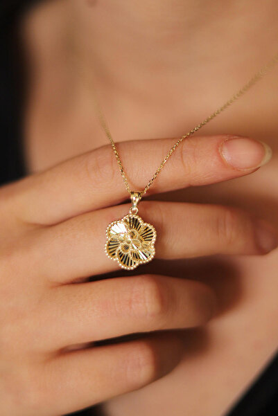 GÜLENLER ALTIN 14 Ayar Altın Telkari Çiçek Kolye