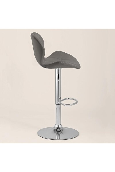 Quasar & Co. Set of 2 bar stools, adjustable height, swivel, non-slip, shell seat, eco-leather, gray