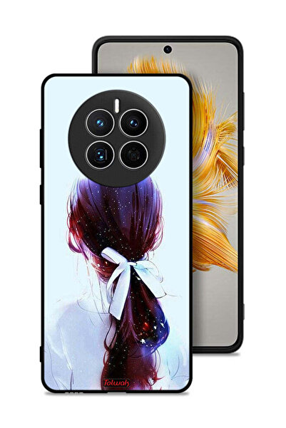 Tolwak غطاء حماية لهاتف هواوي ميت 50 بتصميم ربطة شعر مع رباط شعر وفن فتاة