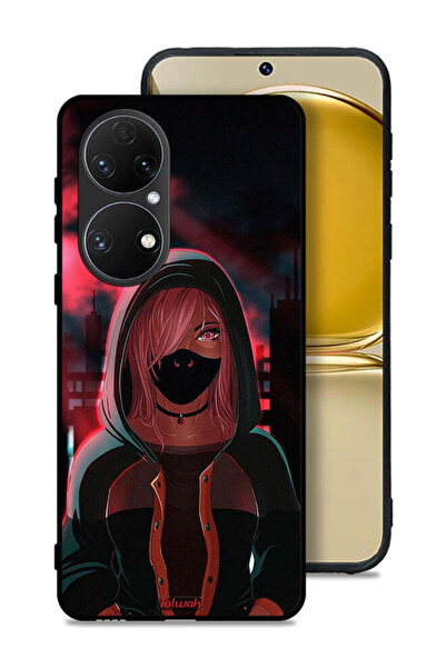 Tolwak غطاء حماية لهاتف Huawei P50E بتصميم فتاة ترتدي قناعًا