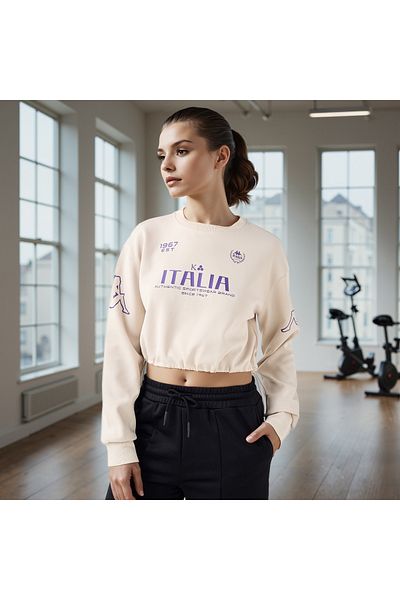Kappa Logo Print Cropped Sweatshirt