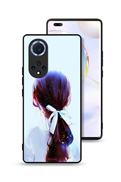 Tolwak غطاء حماية لهاتف Honor 50 Pro بتصميم ربطة شعر مع رباط شعر وفن فتاة