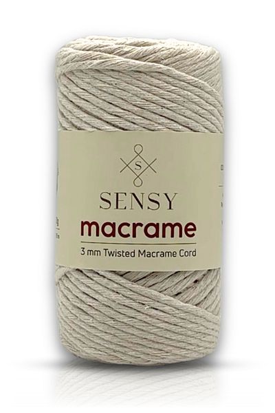 SENSY Tarnishable Macrame Cord 3mm Tarnishable Cotton Macrame Cord Macrame Cord Natural White