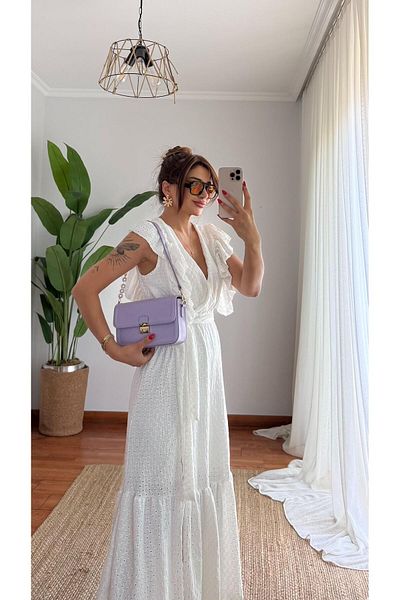 Daves Lilac Pearl Leather Shoulder Bag with Replacement Strap