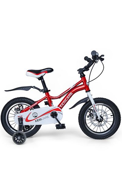 KidsCare HappyCycles KidsCare children's bicycle for 2-4 years, 12 inch, training wheels, disc brakes, red