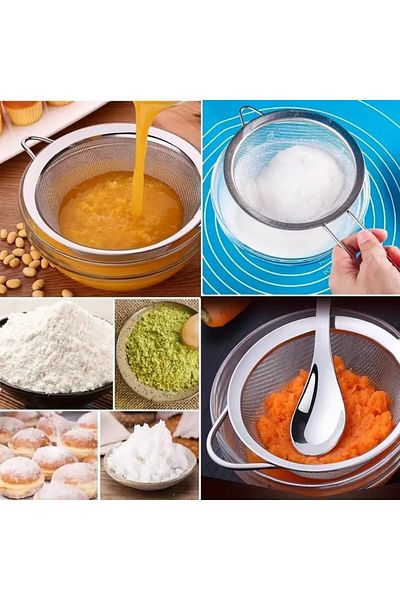 Mena Rise Şirinshop Stainless Steel Practical 4-Piece Tea Strainer Vegetable Pasta Flour Strainer 1108107