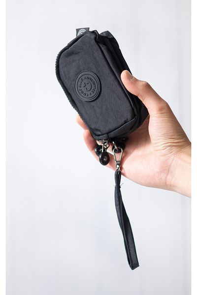 İMAKS Mini Size Crinkle / Clinkir 3 Zipper Wristlet/Shoulder Strap Bag Coin Purse Black 3032