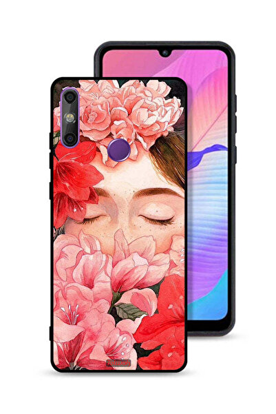 Tolwak غطاء حماية لهاتف هواوي إنجوي 20e بتصميم وجه فتاة مختبئة بين الزهور