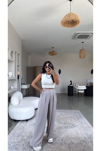 Buket Teke Stone Color Modal Relax Pants