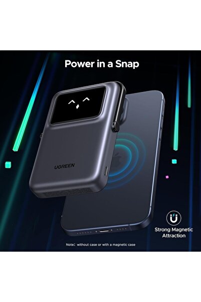 Generic UGREEN Uno Wireless Power Bank 10000mAh MagSafe PD 20W with Foldable Stand & TFT Display, Black