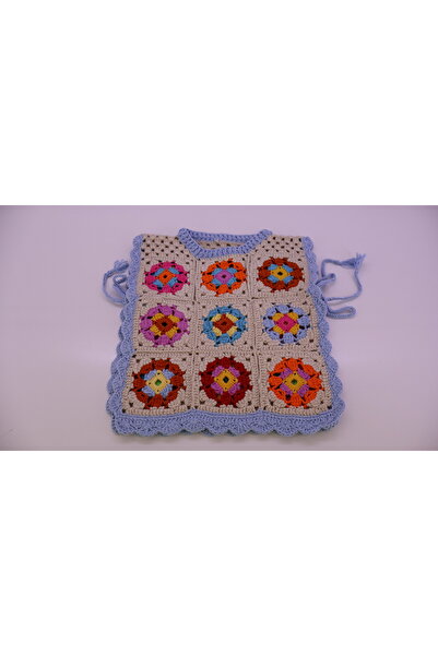 Mersin Alzheimer Derneği Çok Renkli Desenli El Örgüsü İşleme Bebek Yelek Boy:36 En:31