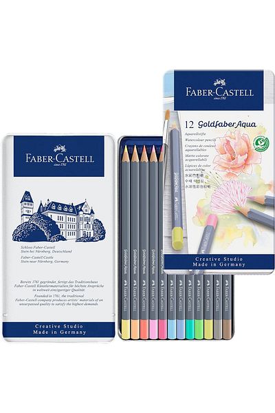 Mena Rise Şirinshop Goldfaber Aqua Pastel Colors Crayons 12'Li Metal Box 1108107