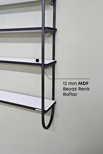 Forada Home & Style Dekoratif Metal Duvar Rafı (4 Raflı)