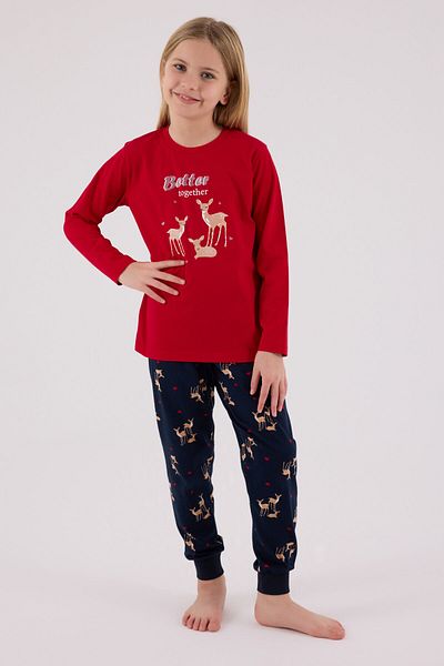 Arnetta Girl's Red Long Sleeve Pajama Set