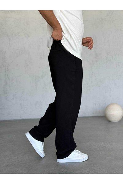 MODA Cotton Twill Baggy Zippered Pants Black