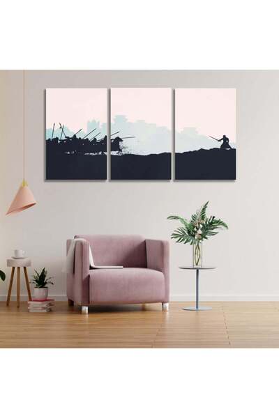 SND ثلاث لوحات قماشية بتصميم مسلسل Game of thrones مع برواز فضي مجوف