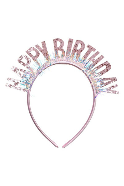 takı tutkum Happy Birthday Written Pink Glitter Glitter Crown Girl