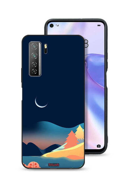 Tolwak Huawei P40 lite 5G Protective Case Cover Moon Abstract Drawing Art