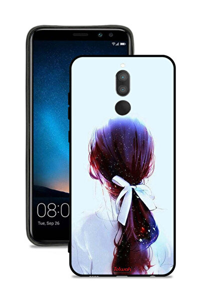 Tolwak غطاء حماية لهاتف هواوي ميت 10 لايت بتصميم ربطة شعر مع رباط شعر وفن فتاة