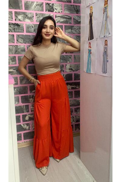 EGELİMODA Bürümcük Elastic Wide Leg Pocket Trousers