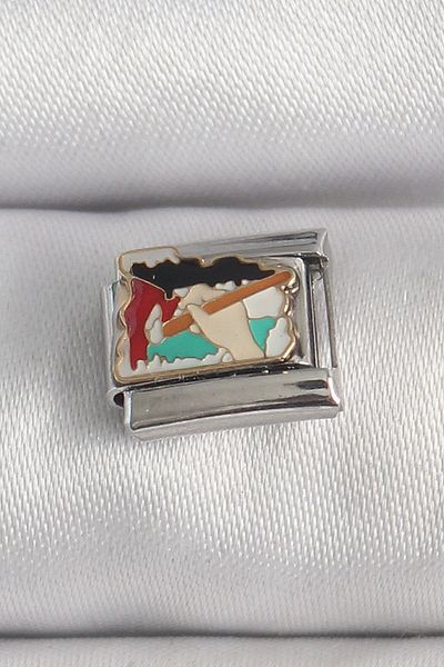 Clariss 316L Steel Silver Color Colorful Palette Brush Embroidered Model Nomination Charm
