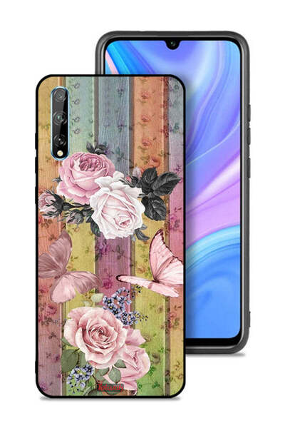 Tolwak غطاء حماية لهاتف هواوي بي سمارت إس بنقشة فراشات الخوخ والورود
