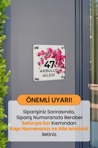 Morimora Kişiye Özel Begonvil Çiçekli Kapı İsimliği