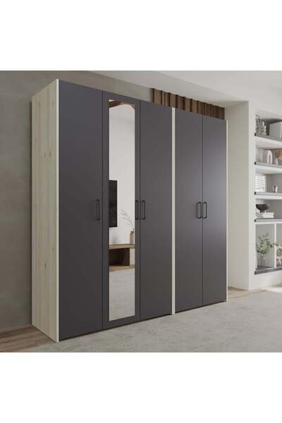 haaus.ro Dressing haaus Malmo V2, Stejar Alb/Antracit, L 200 cm