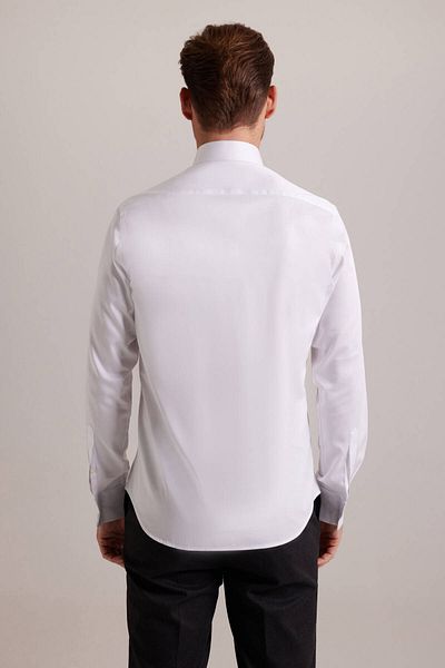 nightblack Slimfit Slim Fit χωρίς τσέπη Μακρύ μανίκι Φωτεινό λευκό βαμβακερό σατέν εύκολο στο σιδέρωμα που μπορεί να σιδερώσει