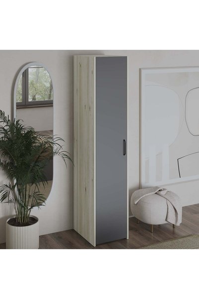 haaus.ro Dulap haaus Malmo, 1 Usa, cu polite, Stejar Alb/Antracit, 42 x 52 x ...