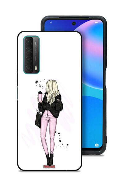 Tolwak غطاء حماية لهاتف هواوي بي سمارت (2021) - رسم فتاة تحمل كوب قهوة