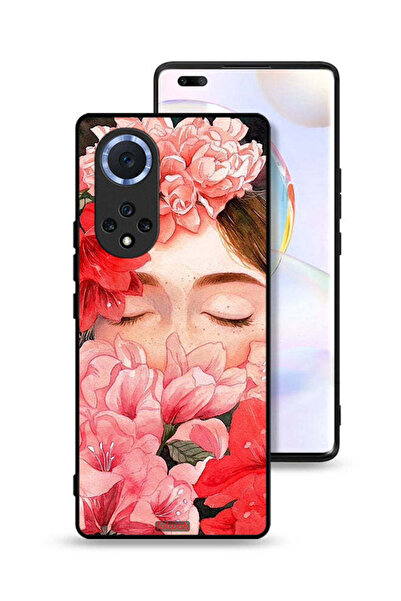 Tolwak غطاء حماية لهاتف Honor 50 Pro بتصميم وجه فتاة مختبئة بين الزهور