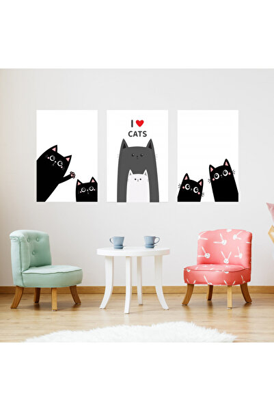 SND ثلاث لوحات قماشية مودرن لغرف الأطفال مع برواز فضي مجوف