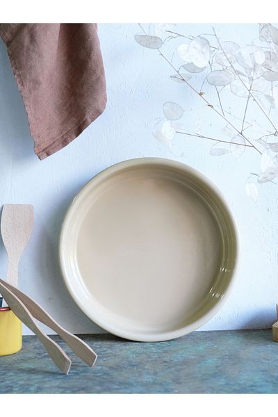 Elifle Enamel Oven Tray 28 cm Beige Oven, Baking, Food