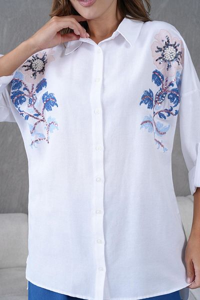 BURRASCA Embroidered Stone Linen Shirt
