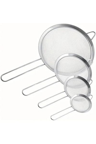 Mena Rise Şirinshop Stainless Steel Practical 4-Piece Tea Strainer Vegetable Pasta Flour Strainer 1108107
