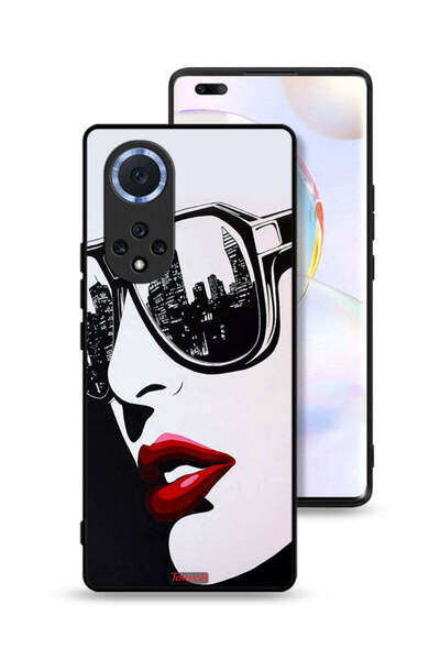 Tolwak غطاء حماية لهاتف Honor 50 Pro بتصميم وجه فتاة وفن تجريدي