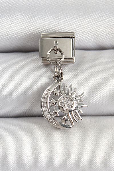 Clariss 316L Steel Silver Color Moon and Sun Model Nomination Charm