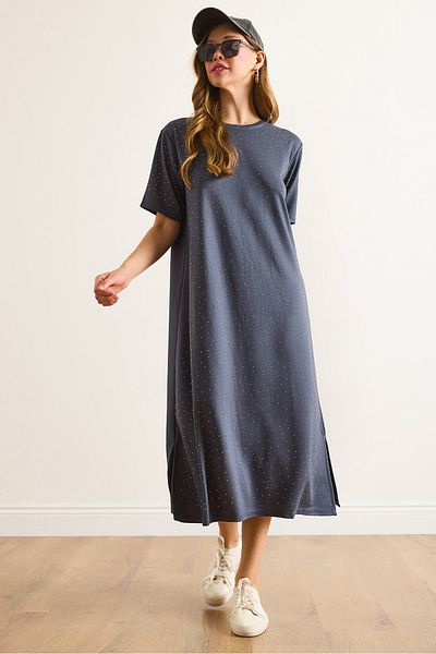 Olalook Γυναικείο Smoked Slit Sequin Λεπτομερές ντραπέ φόρεμα ELB-19002483