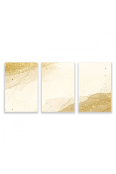 Marktna ثلاث لوحات قماشية مودرن بتصميم رسم تجريدي مع برواز شامبين مجوف