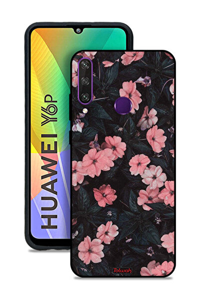Tolwak غطاء حماية لهاتف هواوي Y6p - لون الخوخ والورود الصغيرة