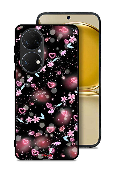 Tolwak غطاء حماية لهاتف هواوي P50E بنقشة قلوب وأزهار صغيرة